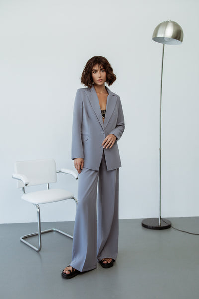 Grey SINGLE-BREASTED WIDE-LEG SUIT 2-PIECE (ARTICLE C347)