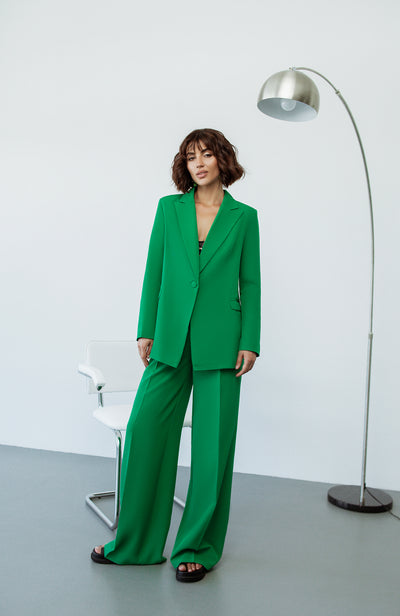 Green SINGLE-BREASTED WIDE-LEG SUIT 2-PIECE (ARTICLE C347)