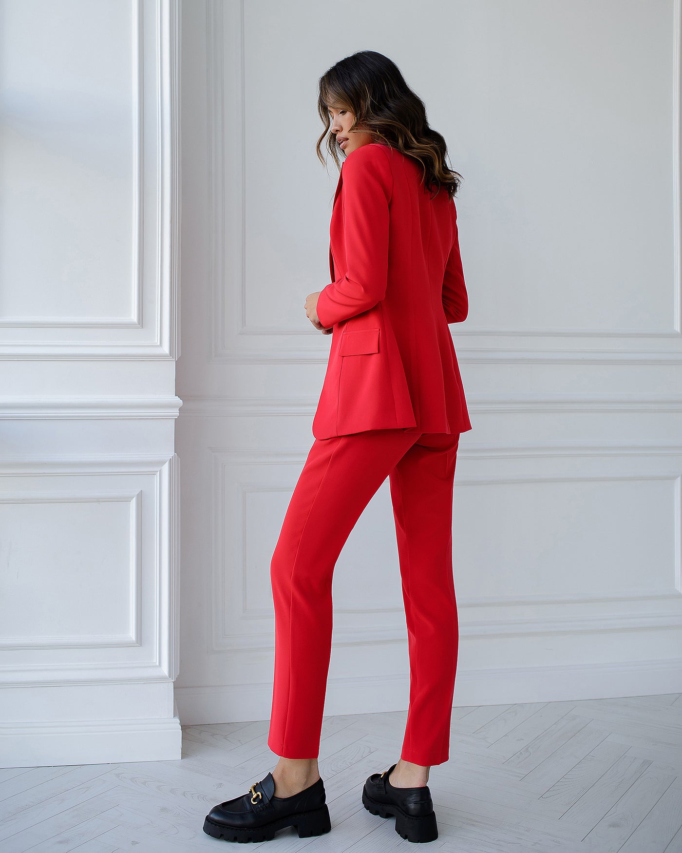 Red OFFICE SLIM-FIT 3-PIECE SUIT (ARTICLE 033)