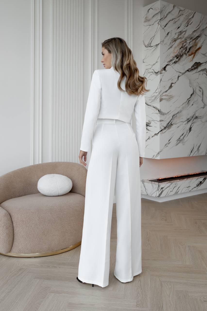 White CROP JACKET SUIT 2-PIECE (ARTICLE C452)