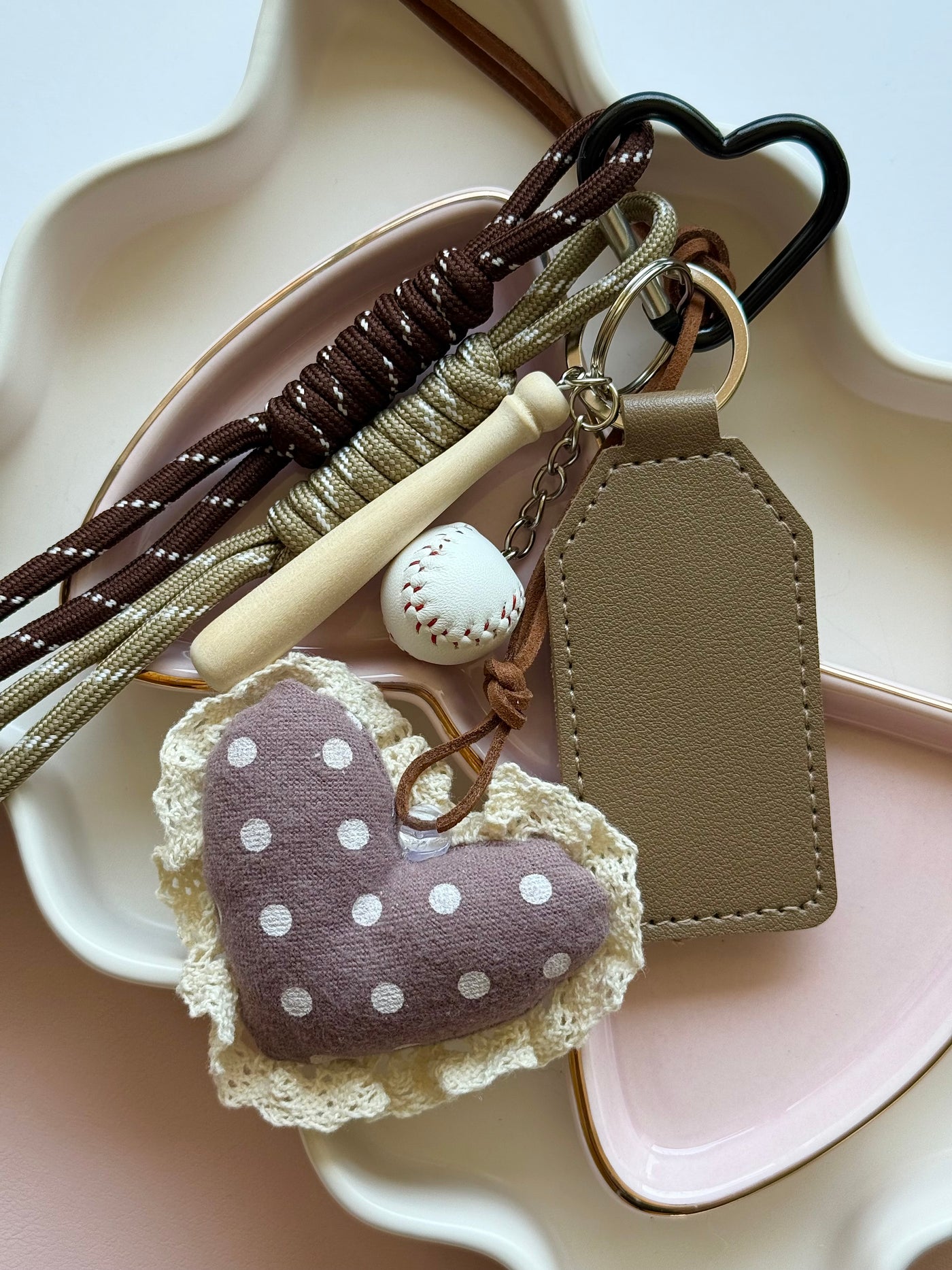 Brown heart keychain