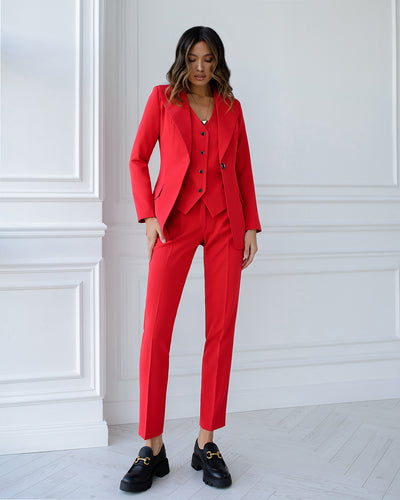 Red OFFICE SLIM-FIT 3-PIECE SUIT (ARTICLE 033)