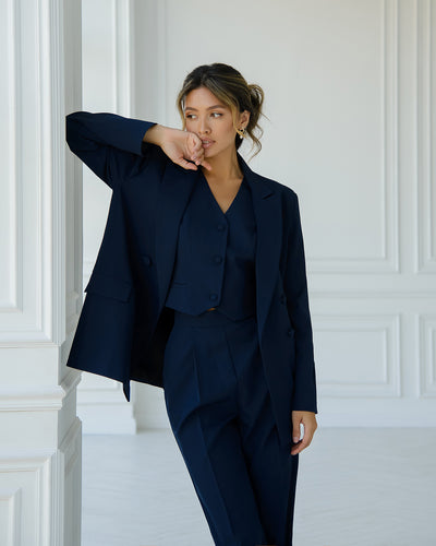 Dark blue Double-Breasted 3-Piece Suit (article 424)