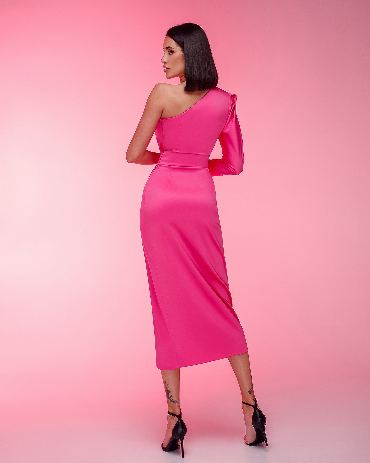 Crimson ONE-SHOULDER SATIN MAXI DRESS (ARTICLE 268)