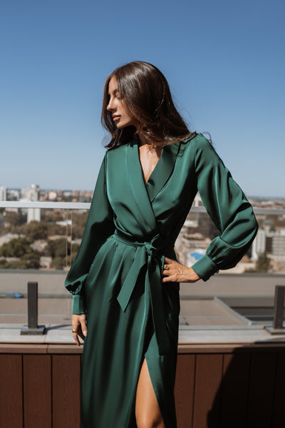 Emerald COLLARED WRAP MIDI DRESS (ARTICLE C405)