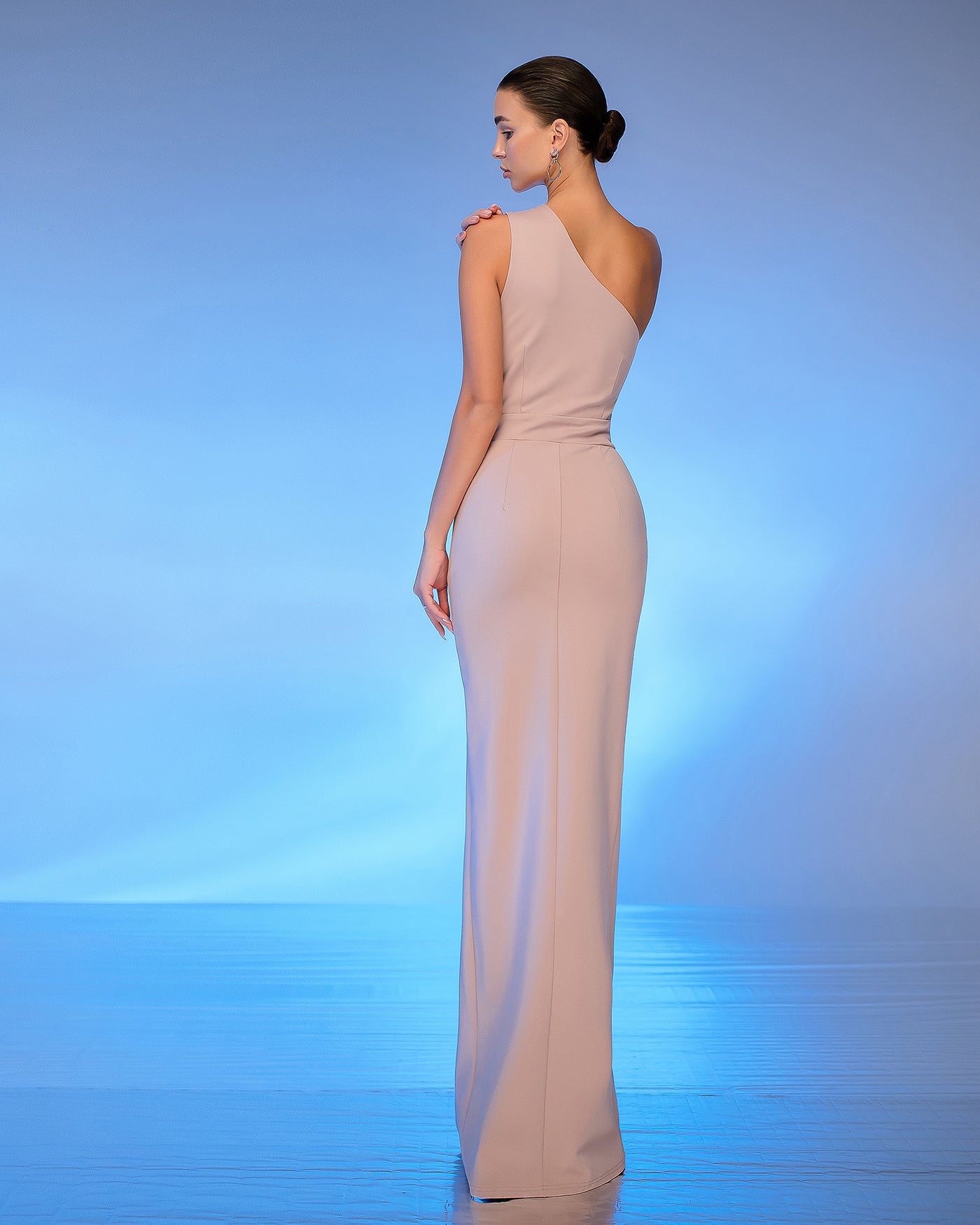 BEIGE ONE-SHOULDER CUT-OUT MAXI DRESS (ARTICLE 366)