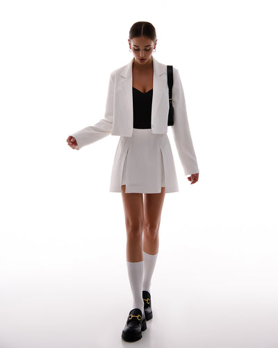 White CROP JACKET SKIRT SUIT 2-PIECE (ARTICLE 423)