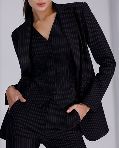 Black Striped REGULAR-FIT 3-PIECE SUIT (ARTICLE 402)