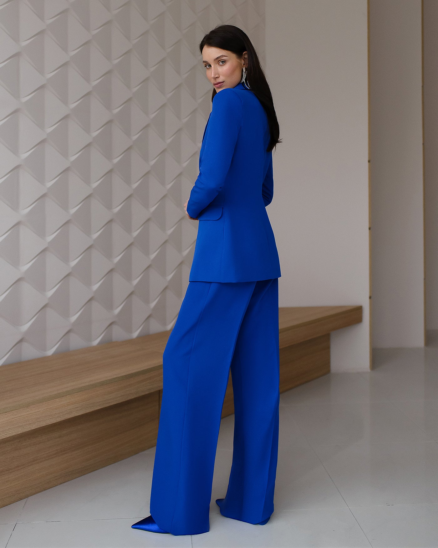 Blue Belted Wide-Leg Suit 2-Piece (article 030)