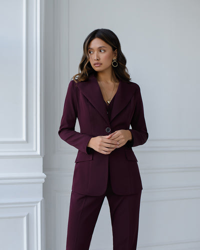 Burgundy OFFICE SLIM-FIT 3-PIECE SUIT (ARTICLE 033)