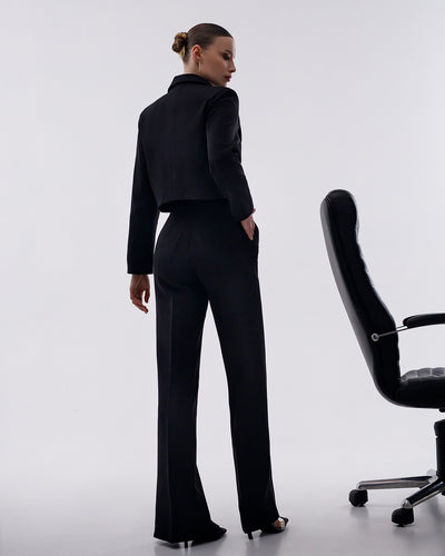 Black CROP JACKET SUIT 2-PIECE (ARTICLE 334)