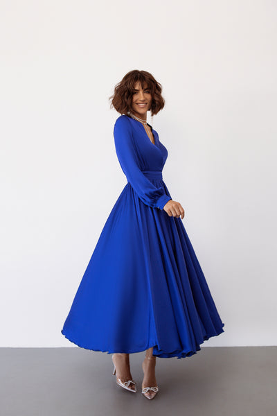 Blue midi long sleeve dress (article C393)