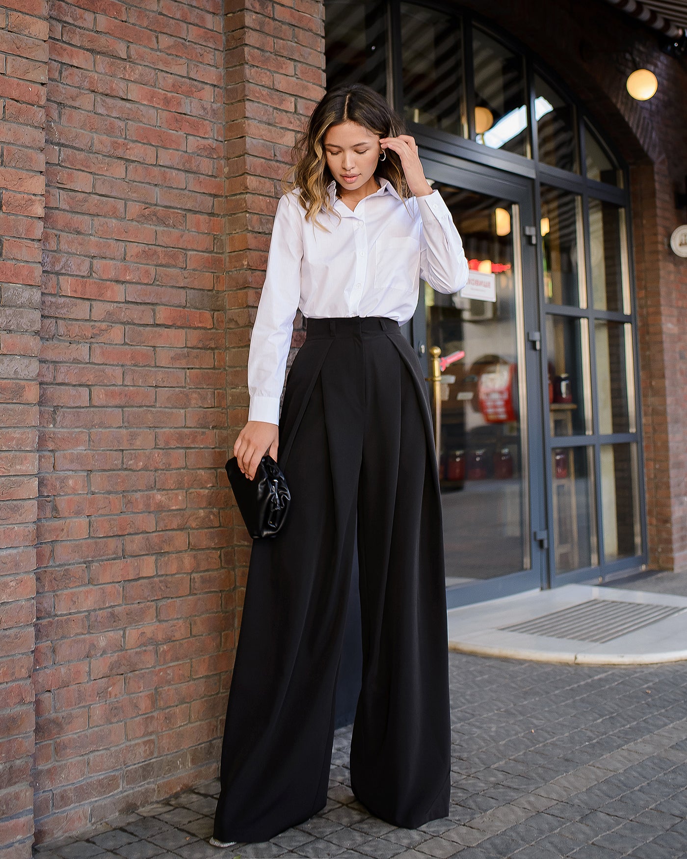 Black HIGH WAIST FITTED PALAZZO PANTS (ARTICLE 508)