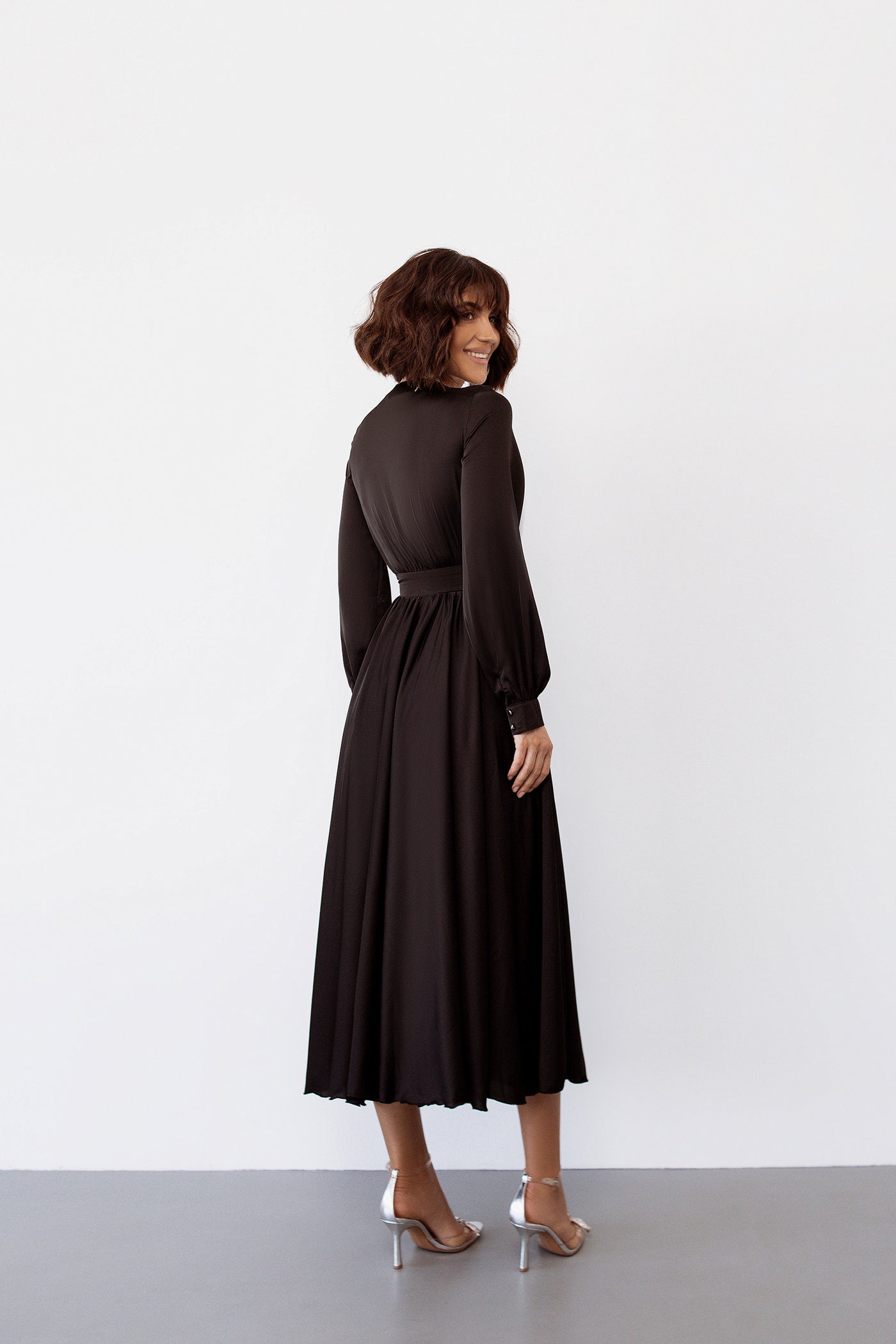 Black MIDI LONG SLEEVE DRESS (ARTICLE C393)