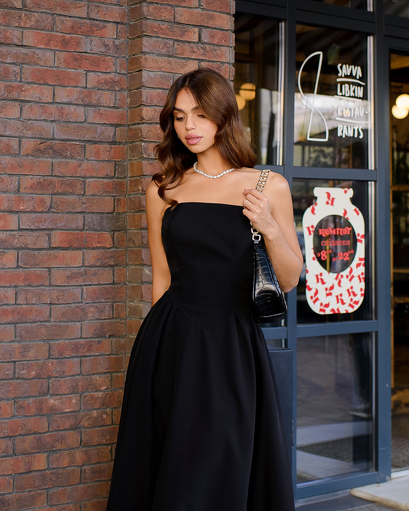 Black CORSETED STRAPLESS DRESS (ARTICLE 503)