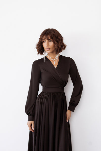 Black MIDI LONG SLEEVE DRESS (ARTICLE C393)