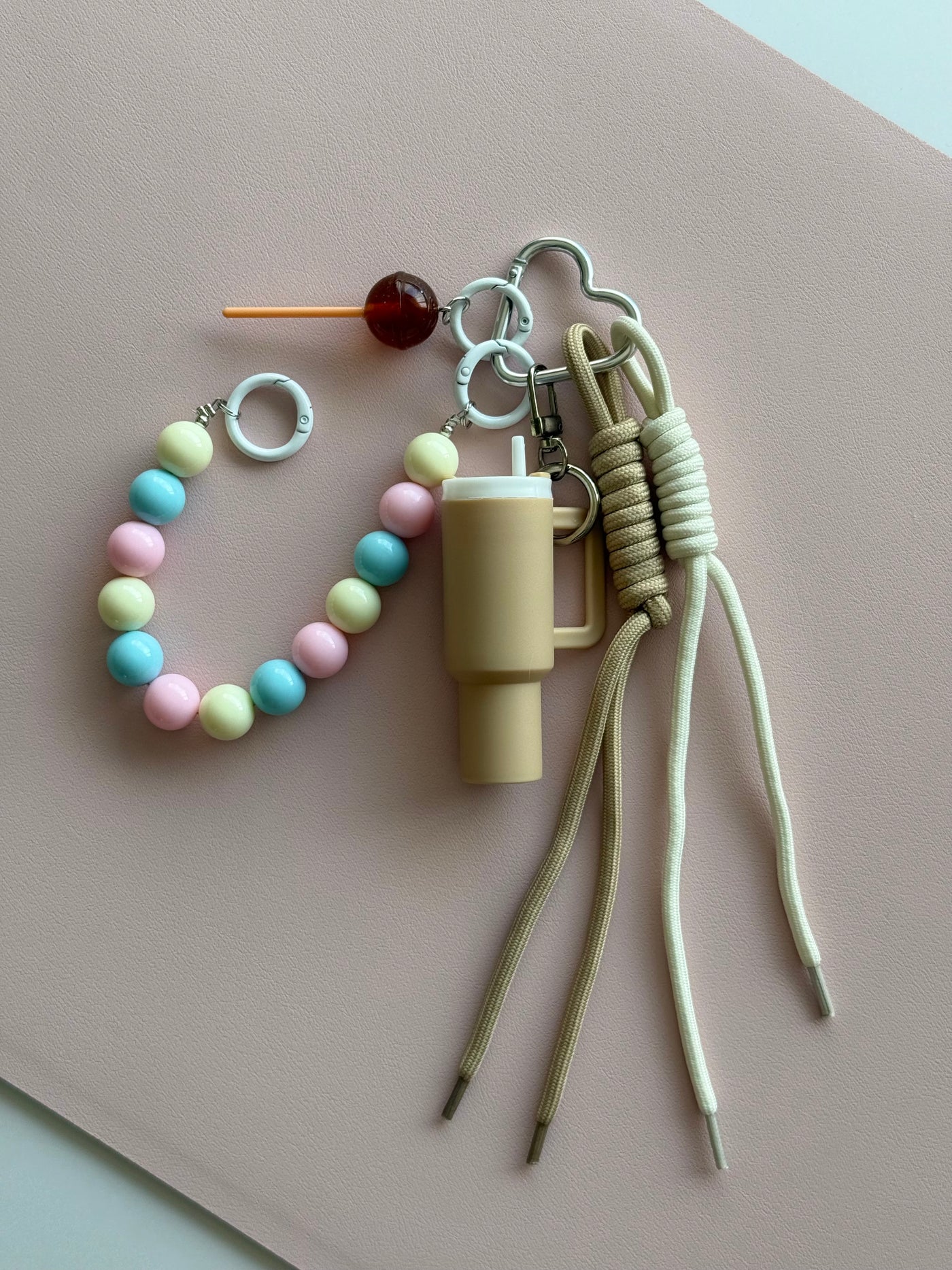 Beige TUMBLER KEYCHAIN