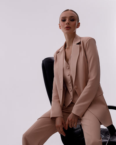 Beige Regular-Fit 3-Piece Suit (article 402)