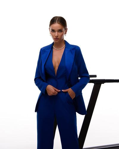 BLUE SATIN LAPELS 3-PIECE SUIT (article 420)