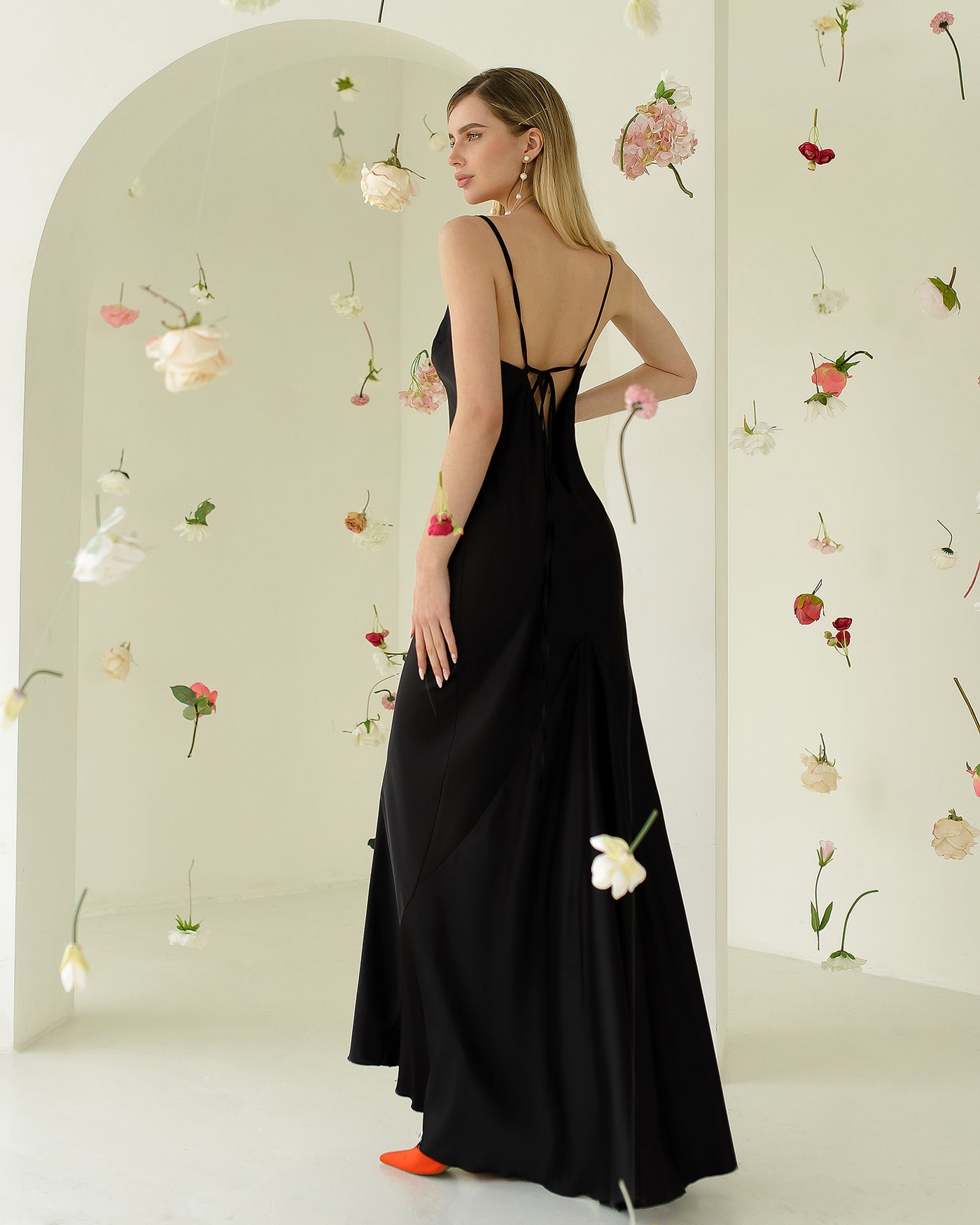 Black SATIN SLIP MAXI DRESS (ARTICLE 389/1)