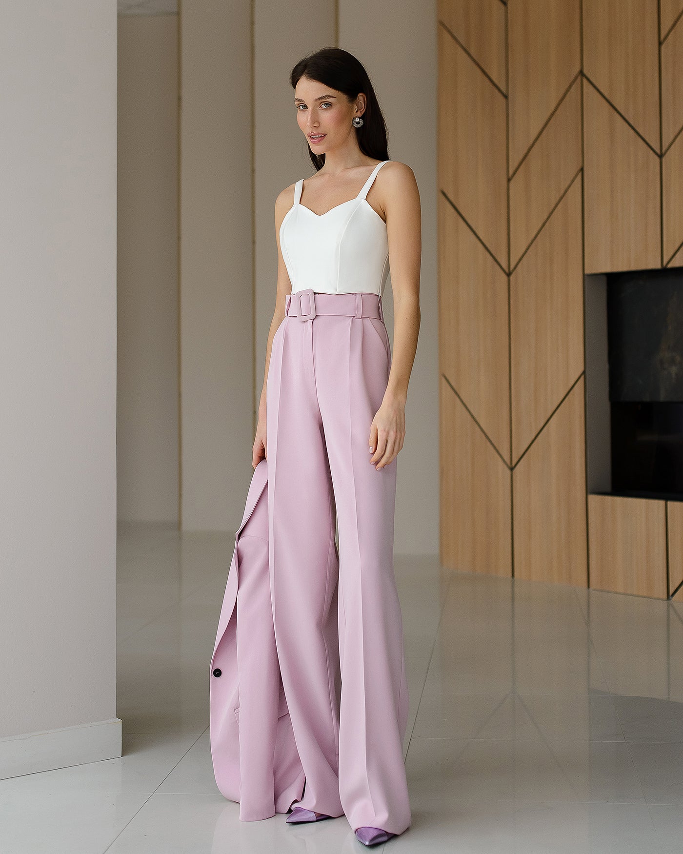 Dusty Pink BELTED WIDE-LEG SUIT 2-PIECE (ARTICLE 030)