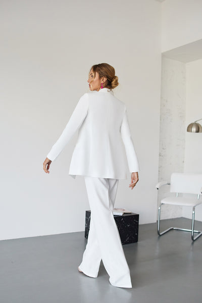 White BELTED DOUBLE BREASTED SUIT 2-PIECE (ARTICLE C273)