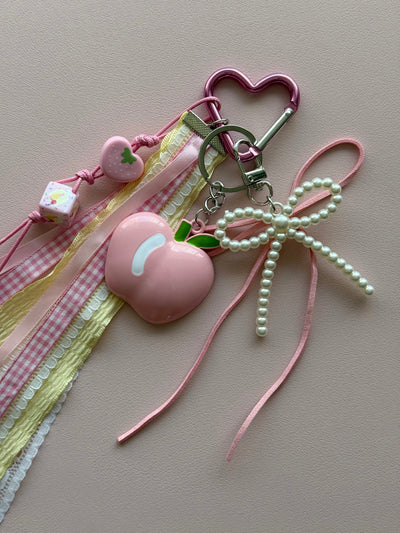 Pink paradise apple keychain