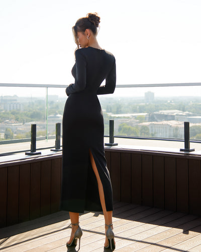 Black CUT-OUT NECK MIDI DRESS (ARTICLE 388)