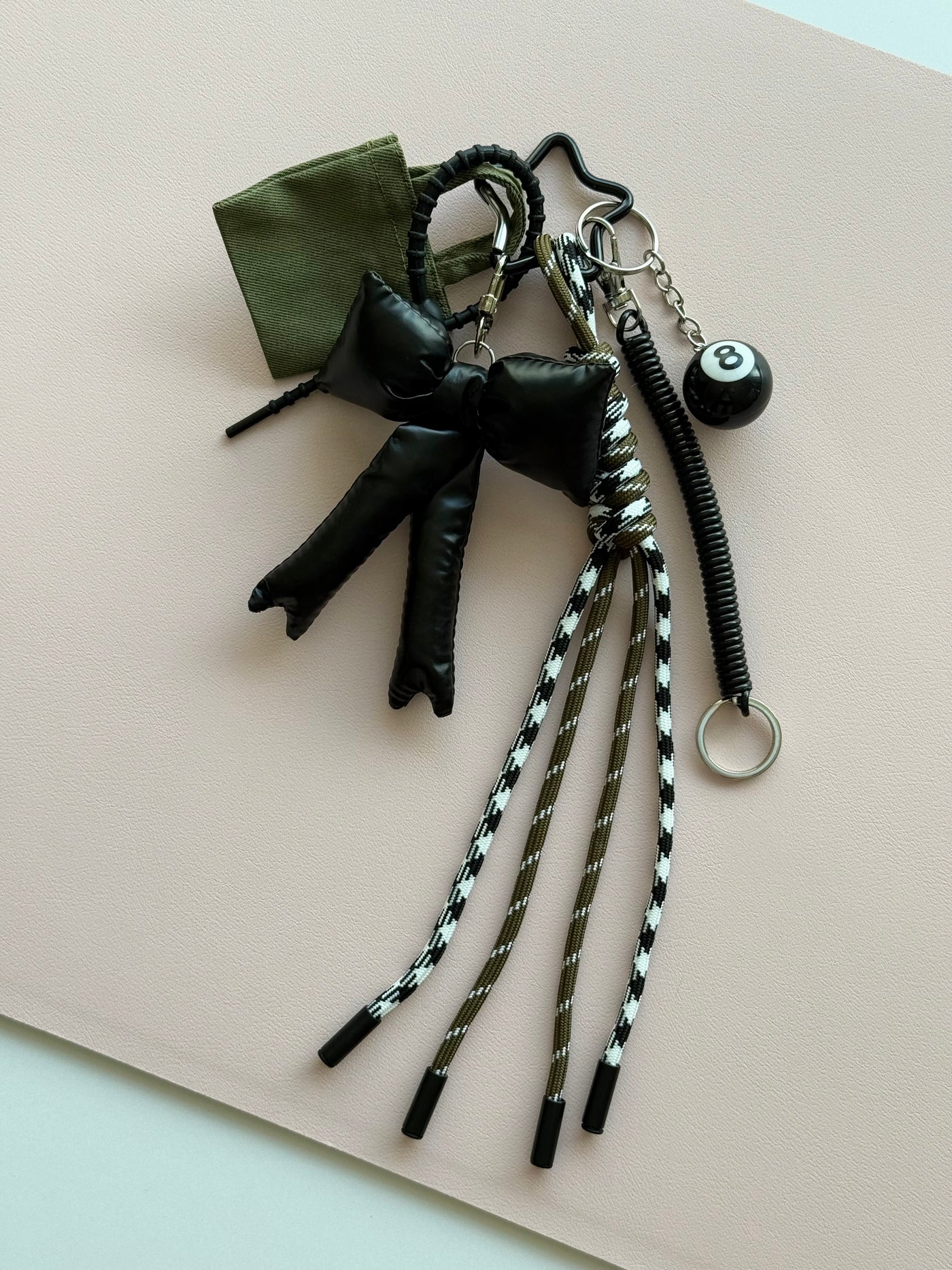 Black bow and lucky ball keychain