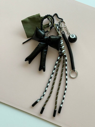 Black bow and lucky ball keychain