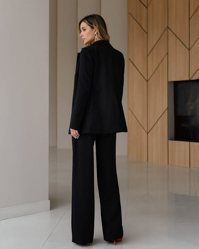 Black BELTED WIDE-LEG SUIT 2-PIECE (ARTICLE 030)