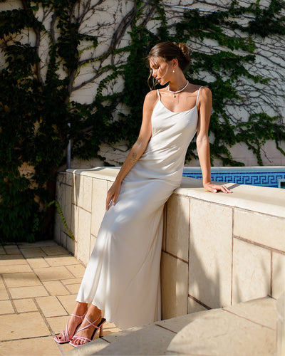 Cream SATIN SLIP MAXI DRESS (ARTICLE 389/1)