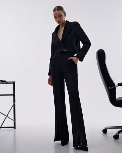 Black CROP JACKET SUIT 2-PIECE (ARTICLE 334)