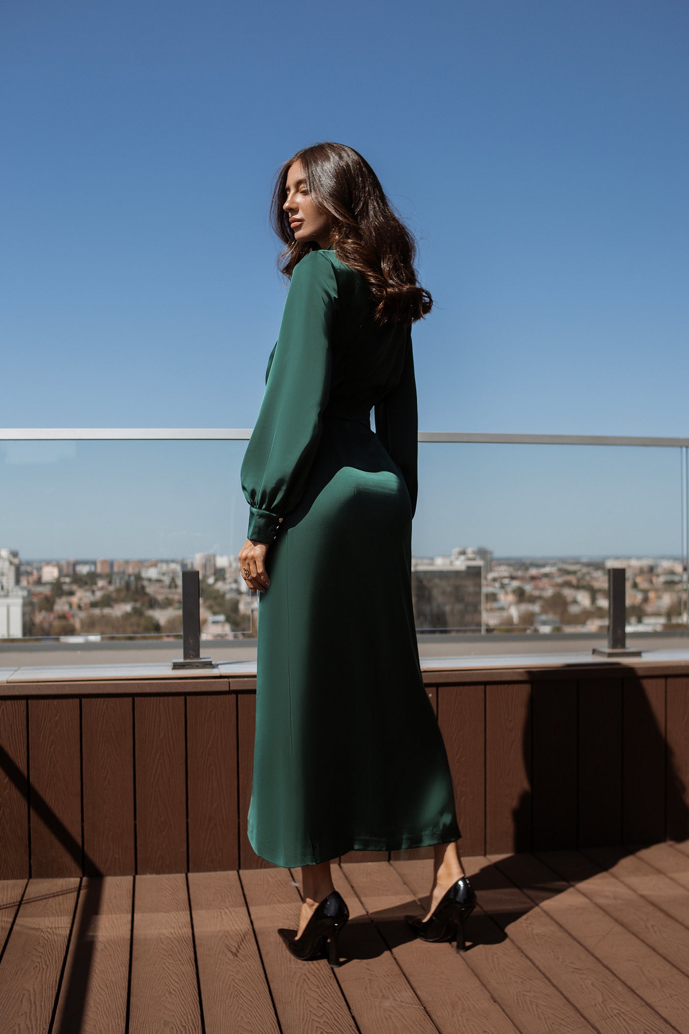 Emerald COLLARED WRAP MIDI DRESS (ARTICLE C405)