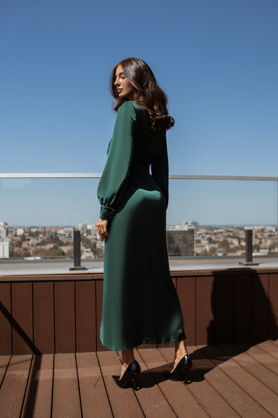 Emerald COLLARED WRAP MIDI DRESS (ARTICLE C405)