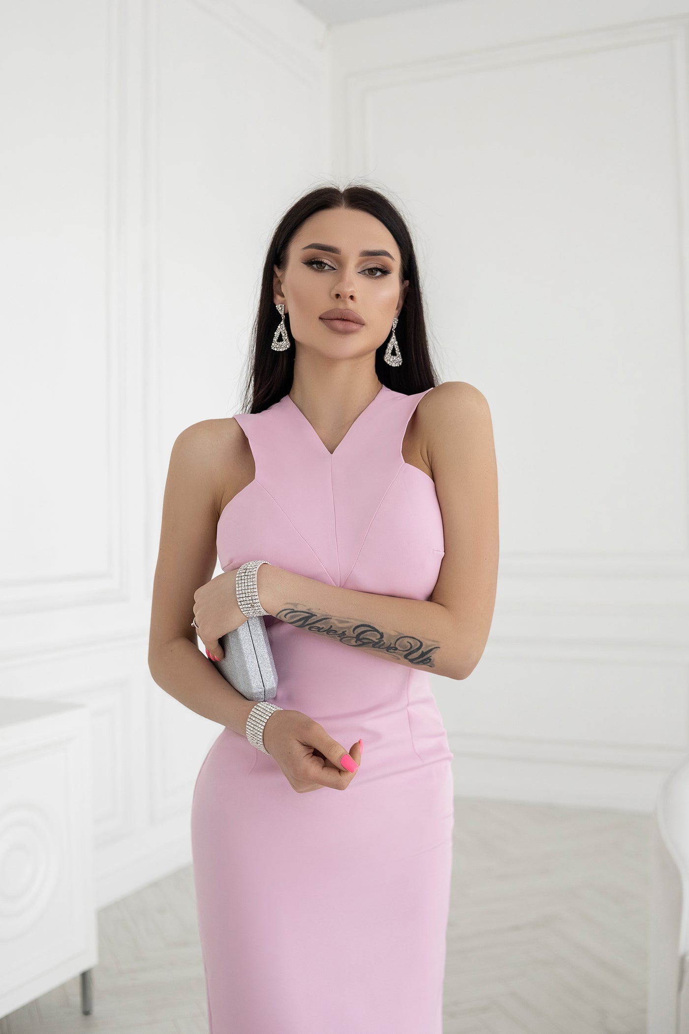 Pink Sleeveless Midi Dress (article C330)