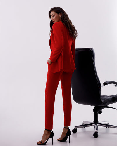 Red OFFICE SLIM-FIT 3-PIECE SUIT (ARTICLE 033)