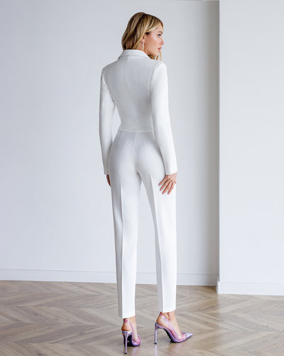 White CROP JACKET SUIT 2-PIECE (ARTICLE 419)