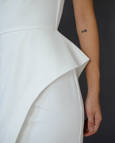 White ASYMMETRIC SLEEVELESS MAXI DRESS (ARTICLE 514)