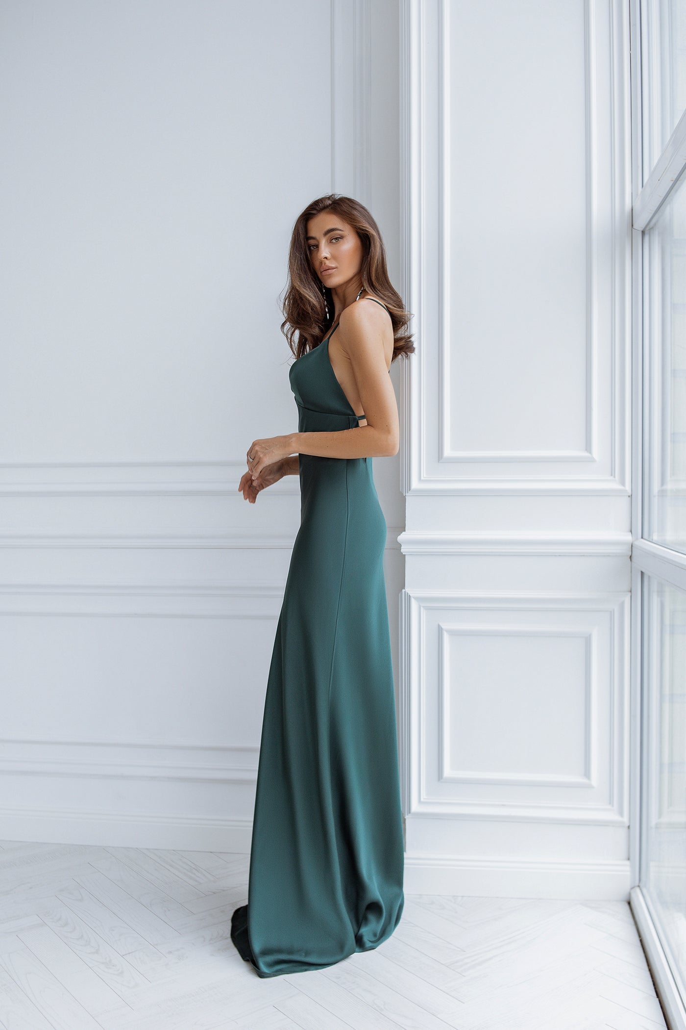 Emerald SATIN SLIP MAXI DRESS (ARTICLE C420)