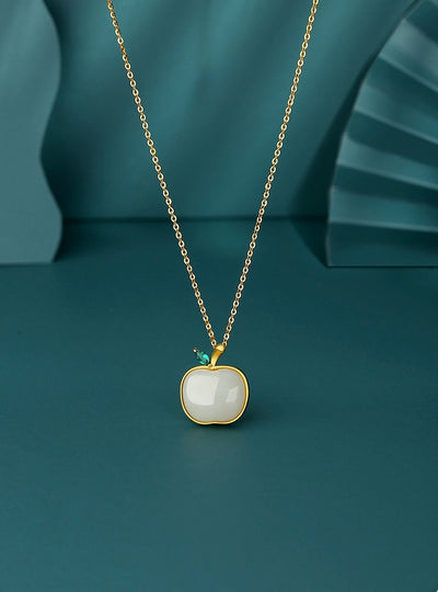 22K GOLD PLATED Apple JADE NECKLACE