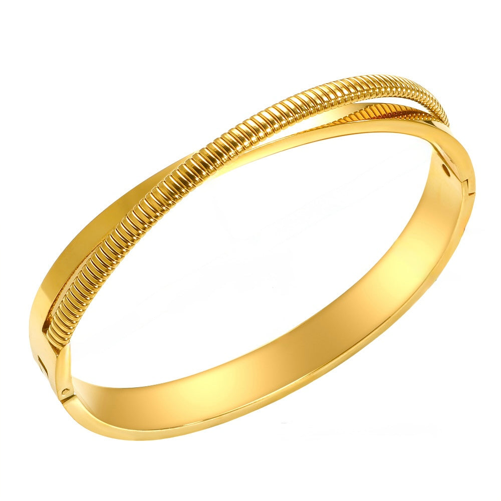 Gold Coil Hinged Bangle