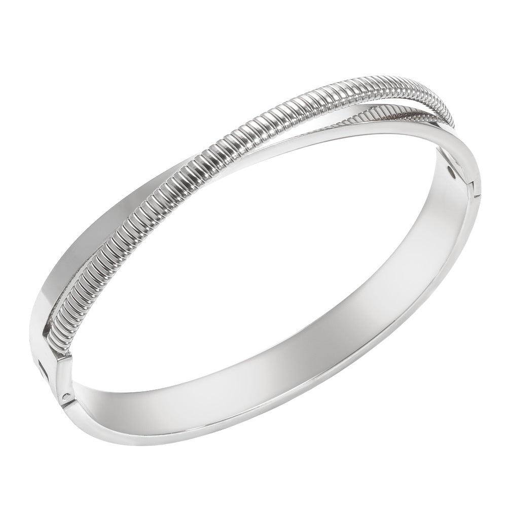 Silver COIL HINGED BANGLE