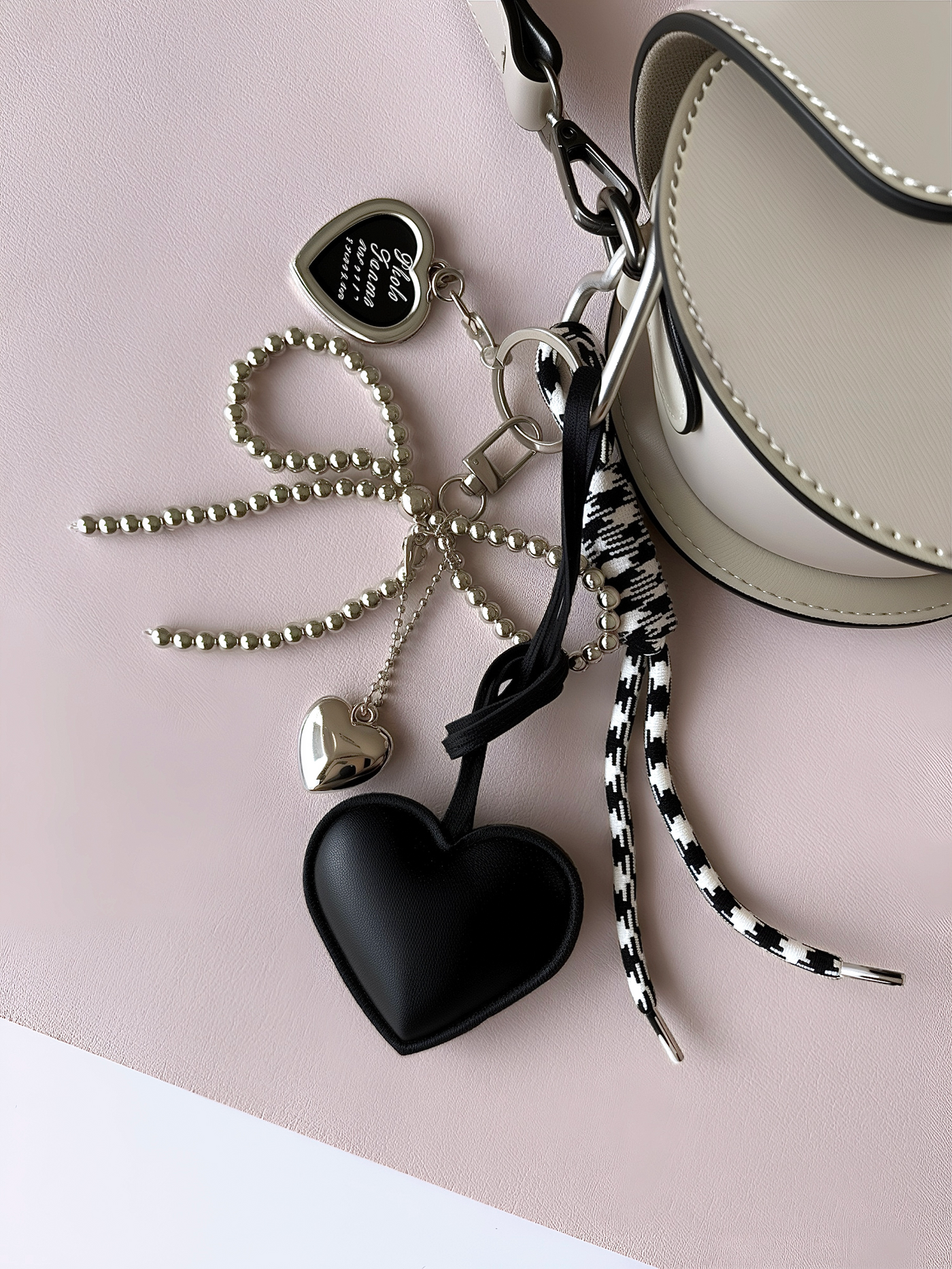 Black Heart Charm Keychain