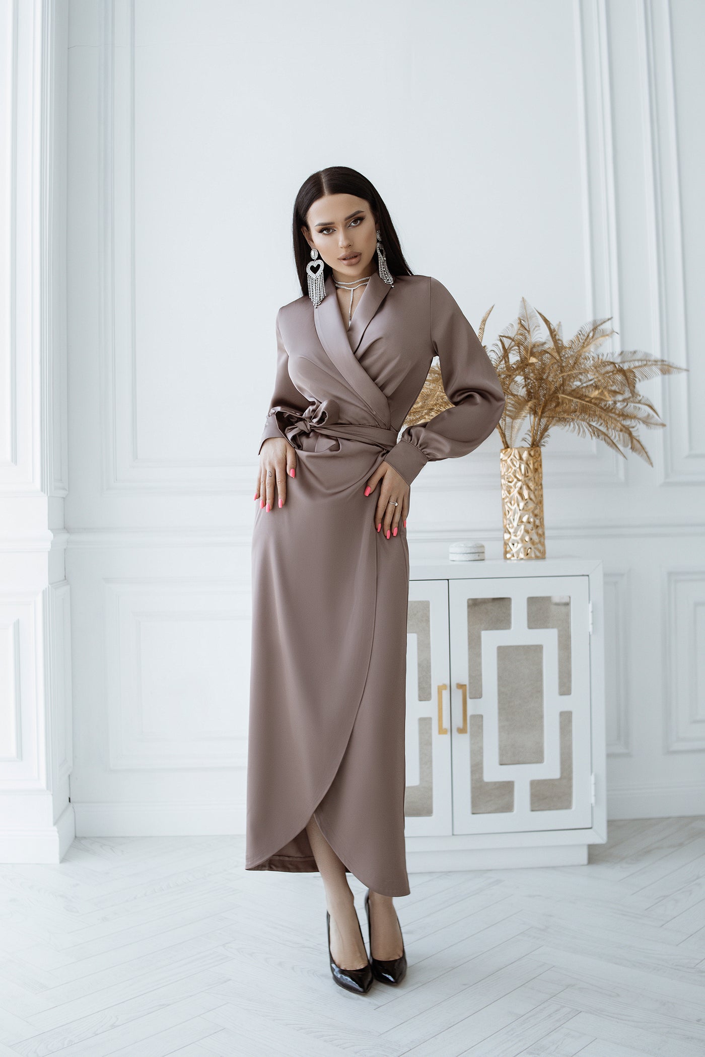 Mocco COLLARED WRAP MIDI DRESS (ARTICLE C405)