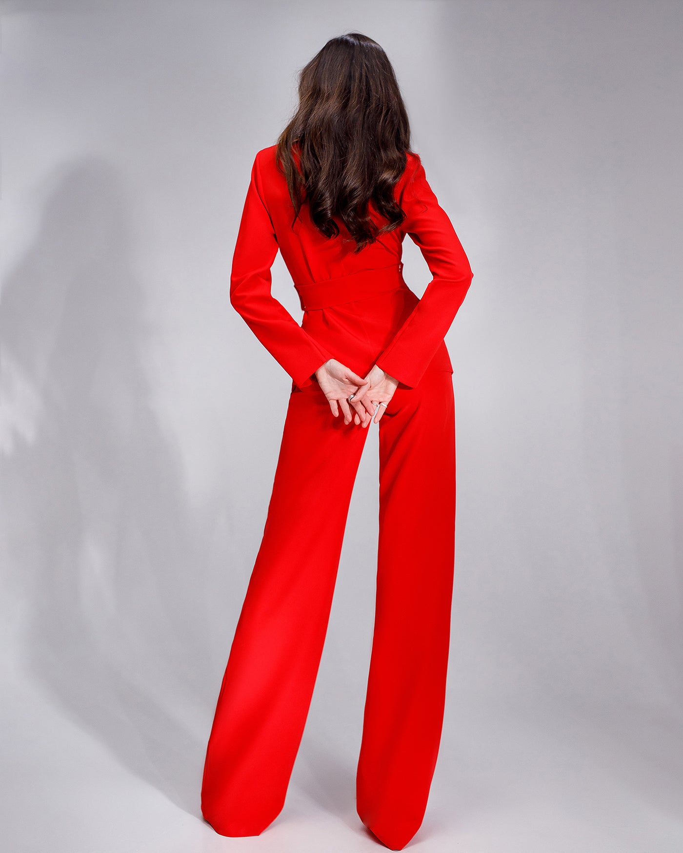 Red Belted Wide-Leg Suit 3-Piece (article 235)