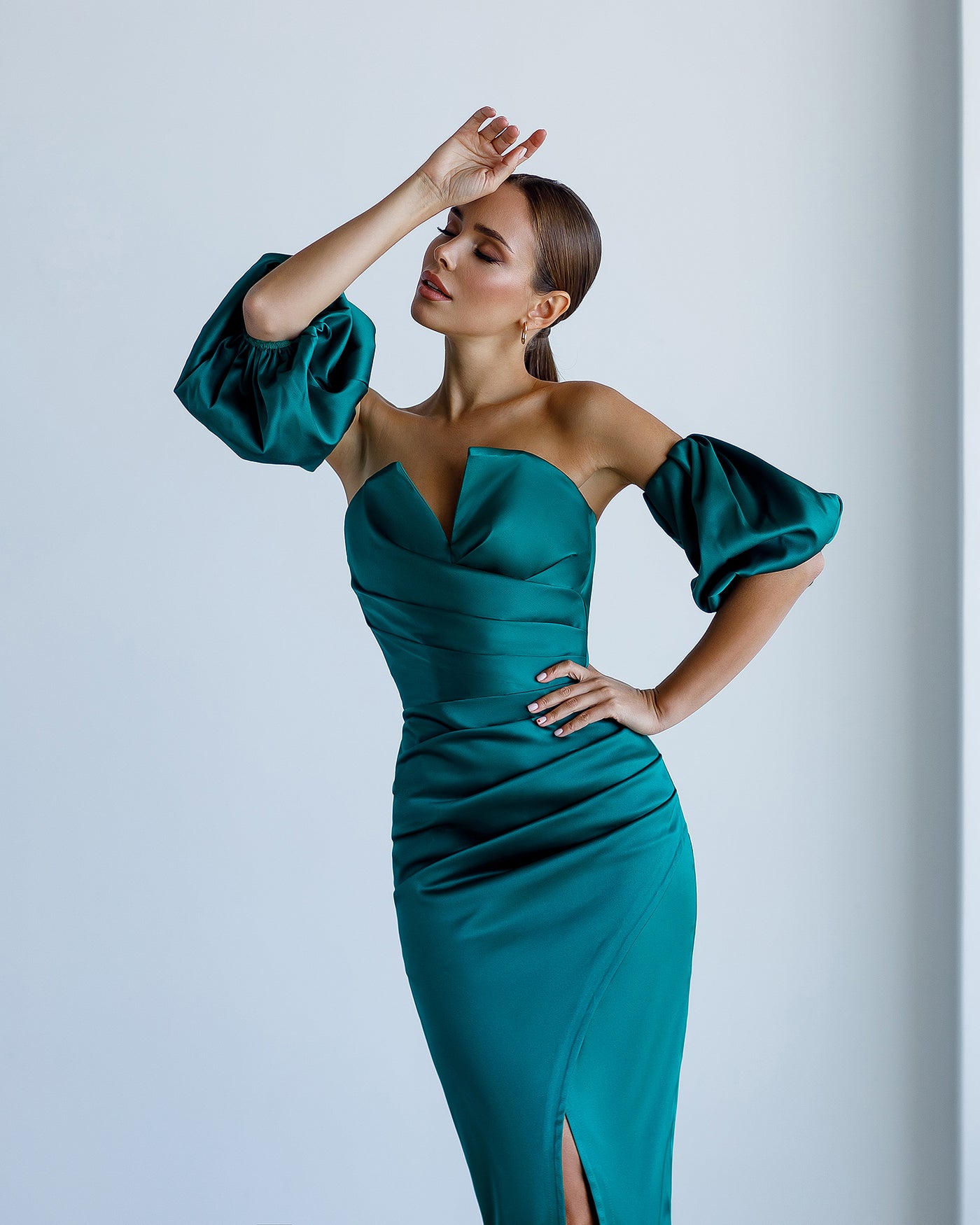 Emerald PUFF-SLEEVE MIDI DRESS (ARTICLE 289)