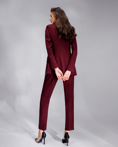 Burgundy OFFICE SLIM-FIT 3-PIECE SUIT (ARTICLE 033)