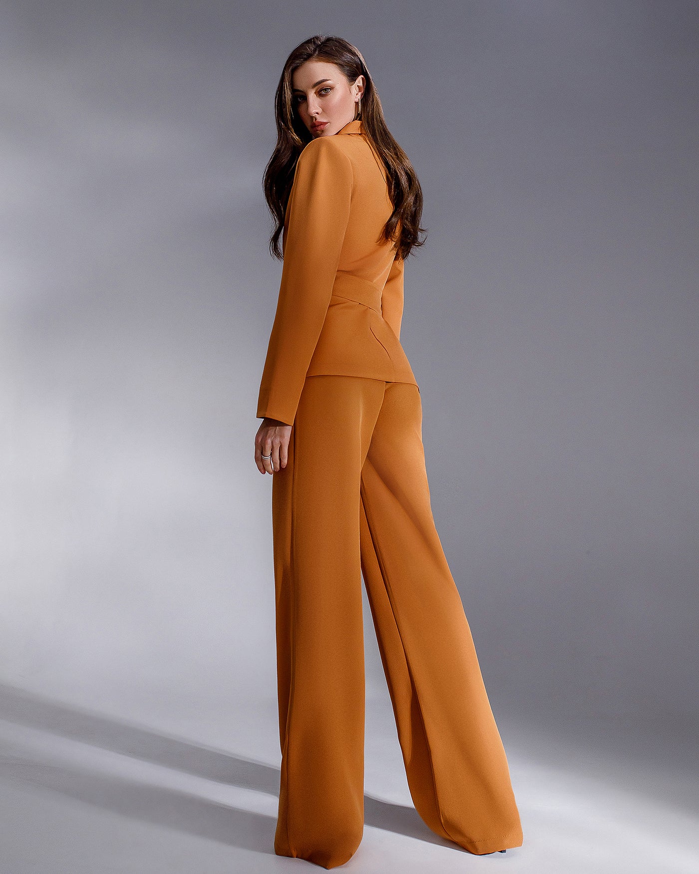 Beige BELTED WIDE-LEG SUIT 3-PIECE (article 235)