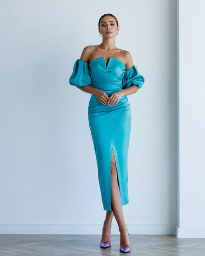 Mint PUFF-SLEEVE MIDI DRESS (ARTICLE 289)